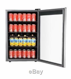 RCA 110 Can & 4 Bottle Mini Fridge With Glass Door and Wine Cooler-Black