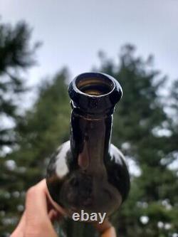 REMARKABLE 1790's TOP HAT Rum Bottle? Primitive Black Glass Liquor