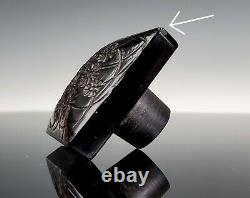 R. Lalique Signed Ambre DOrsay Black Glass Crystal Perfume Bottle