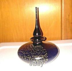 Randy Strong Glass Perfume Bottle Black and Gold Foil Fleck Design Calif Contemp