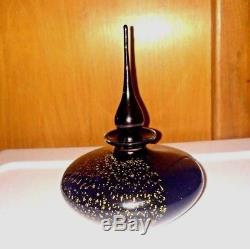 Randy Strong Glass Perfume Bottle Black and Gold Foil Fleck Design Calif Contemp