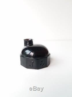 Rare 1800s Black glass Olive Amber J & IEM Turtle Monitor Ink Bottle