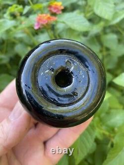 Rare Antique Early 1800's Colored Geometric Inkwell Ink Bottle Odd Design Pontil