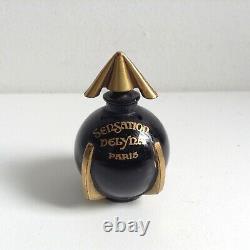Rare Antique Sensation Delyna Black Perfume Bottle Mini Art Deco, France