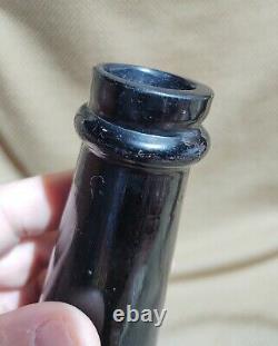 Rare Antique Truffle Jar Hand blown Black Glass similar C17th Onion Bottle