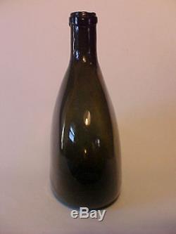 Rare Black Glass Flask Bladder Bottle Op Applied Lip Found Lancaster Pa