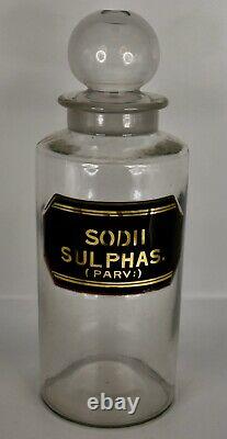 Rare Black Label 19th Century Apothecary Bottle Blown Glass