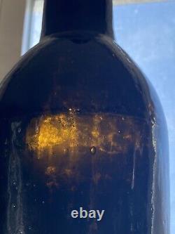 Rare C W & Co. Dark Green / Black Glass Beer or Wine Bottle Antique 19th C