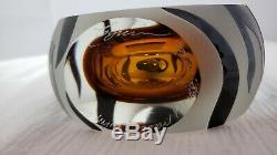 Rare Correia Art Glass Amber And Black Tiger Stripe Perfume Bottle 100/500
