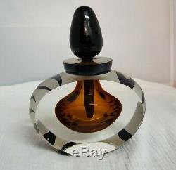 Rare Correia Art Glass Amber And Black Tiger Stripe Perfume Bottle 100/500