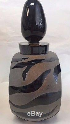 Rare Correia Art Glass Amber And Black Tiger Stripe Perfume Bottle 223/500
