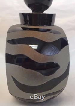 Rare Correia Art Glass Amber And Black Tiger Stripe Perfume Bottle 223/500