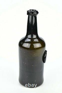 Rare English Black Glass HHC Sealed Wine Bottle 18th Century