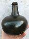 Rare English Black Glass Transitional Onion Wine Bottle 17th Century Xvii 17th C