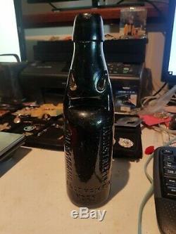 Rare German Black Glass Codd Bottle INDUSTRIEELE PALEMBANG SS & CO HAMBURG