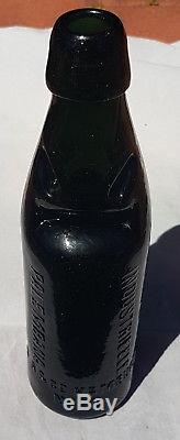 Rare German Made Black Glass Codd Bottle INDUSTRIEELE PALEMBANG SS & CO HAMBURG