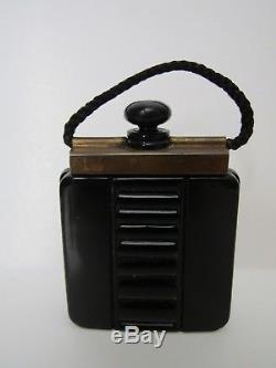 Rare LUBIN black glass purse shaped perfume bottle