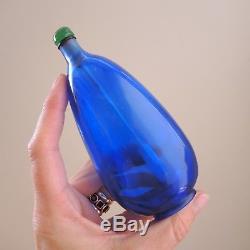 Rare Large Sapphire Blue Glass Snuff Bottle 18th-C Antique Chinese Tobacco Jar