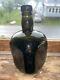 Rare Late 1800's Black Glass Olive Square Whiskey Bottle Pontiled