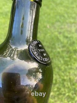 Rare Nice Antique Natchitoches Louisiana De Tabac Glass Green Seal Liquor Bottle