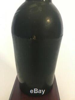 Rare Ss Republic Shipwreck Antique Black Glass Beer Bottle With Stand CIVIL War