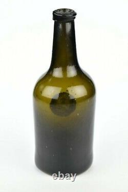 Rare Unlisted English Black Glass Standing Lion Seal Bottle 18th Century