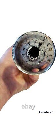 Rare Vintage Art Deco Pulled Black & White Art Glass Perfume Bottle withAtomizer