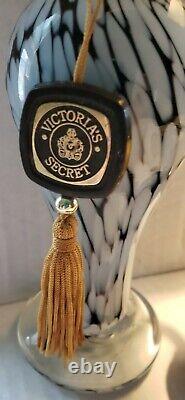 Rare Vintage Art Deco Pulled Black & White Art Glass Perfume Bottle withAtomizer