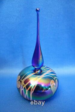 Rare vintage 1987 CRAIG ZWEIFEL ART GLASS Hanging Hearts Perfume+Black Stopper