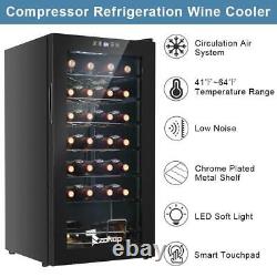 Refrigerator Wine Cooler Fridge 28 Bottle Capacity Digital Control Glass Door
