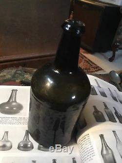 Revolutionary War 18th Century Black Glass English Cylinder Bottle 1760-1780