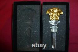 Rosenthal Versace 3 Glass Bottle Stoppers Black Gold & White Brand New Boxed