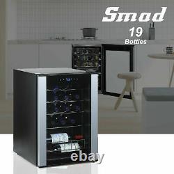 SMAD 19 Bottle Wine Cooler Beverage Drinks Fridge Glass Door LED Undercounter