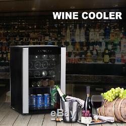SMAD 19 Bottle Wine Cooler Chiller Cellar Refrigerator Mini Fridge Glass Door