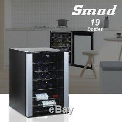 SMAD 19 Bottle Wine Cooler Refrigerator Glass Door Fridge Under Counter Small US