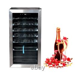 SMAD 28 Bottles Wine Fridge Wine Cooler Stainless Steel Touch Control Glass Door
