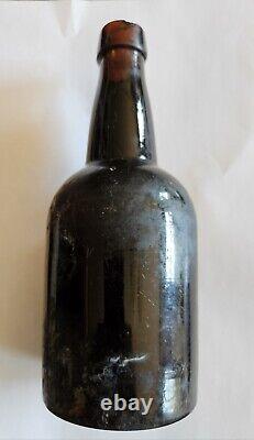 SPectacular 1820's 3pc Mold Rum Bottle? Old Black Glass Liquor Bottle? Super Thick