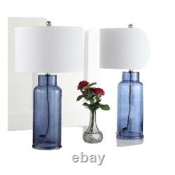 Safavieh Lighting Collection Bottle Glass Blue 29-inch Table Lamp Set of 2