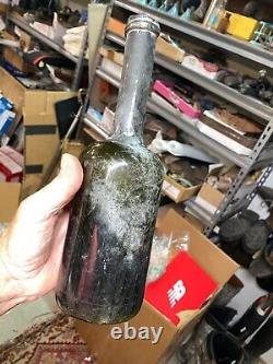 Savannah Ga Open Pontil Black Glass Long Neck Utility Bottle Dutch Porter