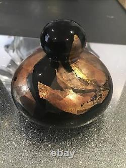 Selkirk Glass Studio 24ct Gold Azure Flake Design Perfume Bottle & Paperweight
