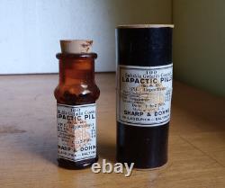 Sharp & Dohme Baltimore Emb Label & Tube 100 Yr Old Lapactic Pills Poison Bottle