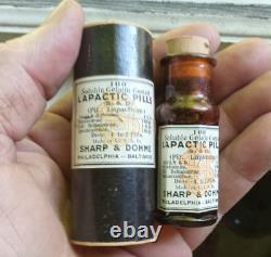 Sharp & Dohme Baltimore Emb Label & Tube 100 Yr Old Lapactic Pills Poison Bottle