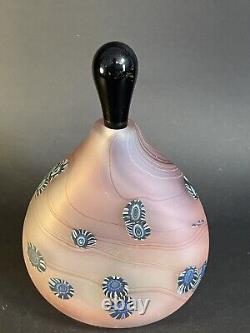 Signed Art Glass Perfume Bottle Millefiori Pink Black Millefiori 12/84