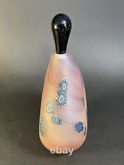 Signed Art Glass Perfume Bottle Millefiori Pink Black Millefiori 12/84