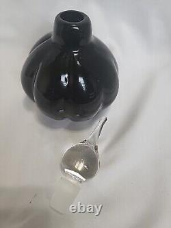 Signed Vandermark P17 Perfume Bottle with Stopper 1984, Black Art Glass