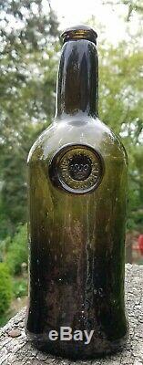 Sir Wm Strickland Black Glass Seal Bottle 1809 Antique English Dated