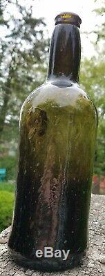 Sir Wm Strickland Black Glass Seal Bottle 1809 Antique English Dated