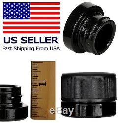 Small Black Glass 5ml Jars With Childproof Lids Container Cosmetic Quantity 3-250
