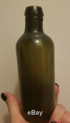 Small Black Glass Utility Bottle- antique circa 1840