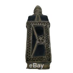 Snuff Bottle Filigree Glass Ancient Antique Black Yemeni Silver Plated Hand Made